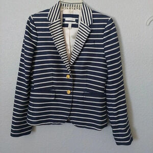 J.Crew Schoolboy Blazer Navy/White Striped Preppy Academia Nautical  2 NWOT